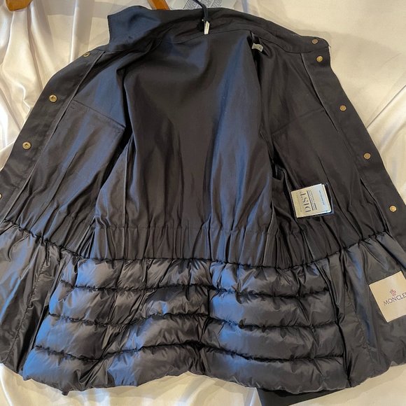 Moncler Womens Beryl Mixed Media Down Jacket NWT 2 MEDIUM Navy - Picture 6 of 10